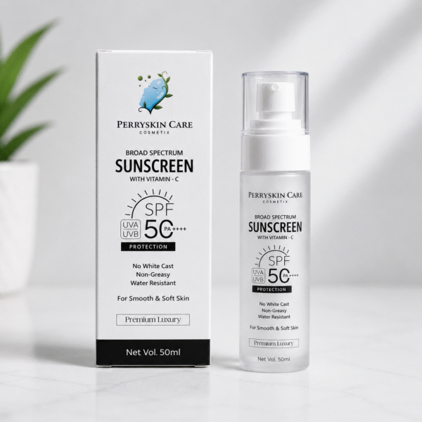Perryskin Care Broad Spectrum Sunscreen SPF 50 PA++++ with Vitamin C | No White Cast | Non-Greasy & Water Resistant | 50ml